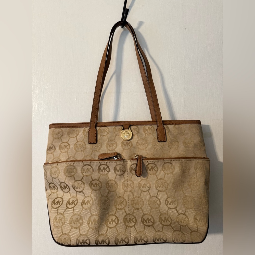 Michael Kors Brown and Tan Logo Tote